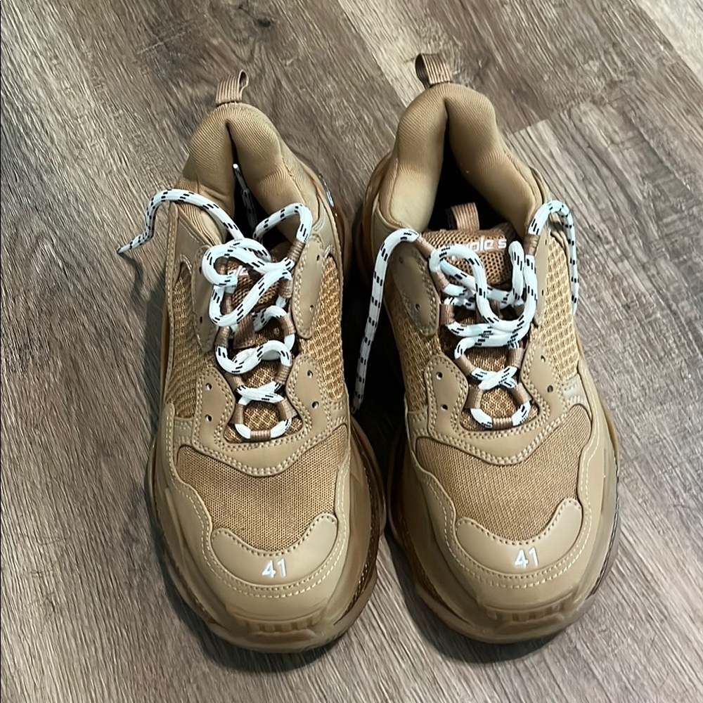 Balenciaga Tan Sneakers with Patterned Laces